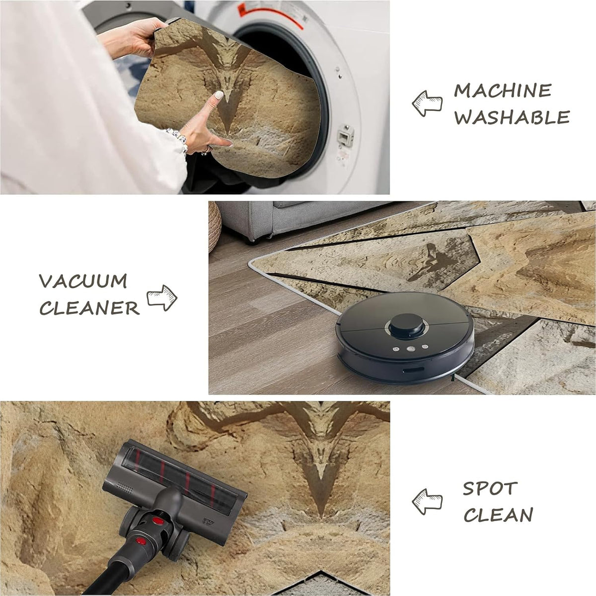 Retro Abstract Pattern Area Rug – Premium Low Pile Non-Slip Carpet for Living Room, Bedroom & Office – Geometric Print,Washable Contemporary Home Decor Rug Yellow