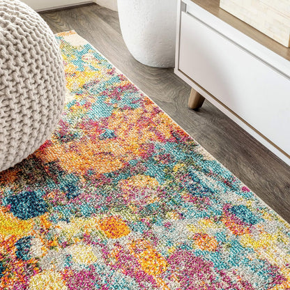 Abstract Area Rug 8X10 Multi/Yellow, Contemporary Indoor Rug