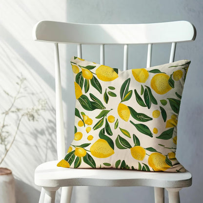 Lemon Throw Pillow Cover 18x18 Inch Summer Decorative Pillow Case, Yellow