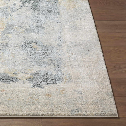Alanna Area Rug - Abstract Distressed Faded Marble Watercolor - Contemporary Modern Transitional Minimalist Mid-Century - High Pile - Light Gray, Beige, Gray, Cream, Yellow - 5'3" x 7'