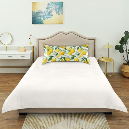 Watercolor Lemon Leaf Satin Pillowcase with Envelope Closure Yellow Standard Size Pillow Case, Silky Pillow Cover for Home Bedroom Sofa 20x26 in