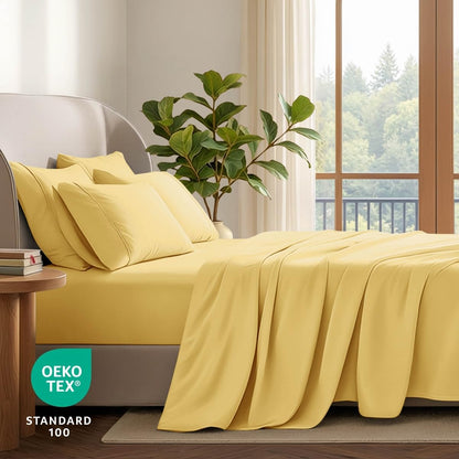 Sheet Set 1800 Ultra-Soft with 2 Pillowcases (Twin XL, Lemon Drop)