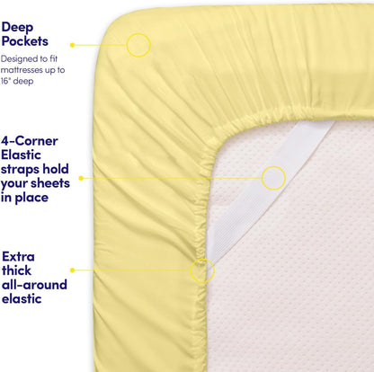 1500 Supreme Collection Twin XL Sheet Sets Pale Yellow - 3 Piece Bed Sheets and Pillowcase Set for Twin XL Mattress - Extra Soft, Elastic Corner Straps, Deep Pocket Sheets, Twin XL Pale Yellow