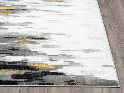 Porto PRT140C Contemporary Grey and Yellow Abstract Area Rug 4' x 6'