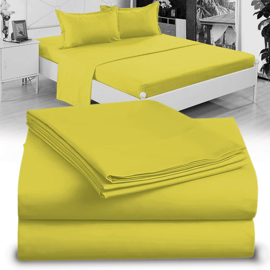Twin XL Microfiber Fitted Sheet, 15" Deep Pocket, Yellow, 3 PC Set