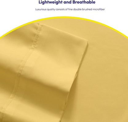 Full Size Bed Sheets - 6 Piece 1500 Supreme Collection Fine Brushed Microfiber Deep Pocket Full Sheet Set Bedding - 2 Extra Pillow Cases, Great Value, Full, Yellow