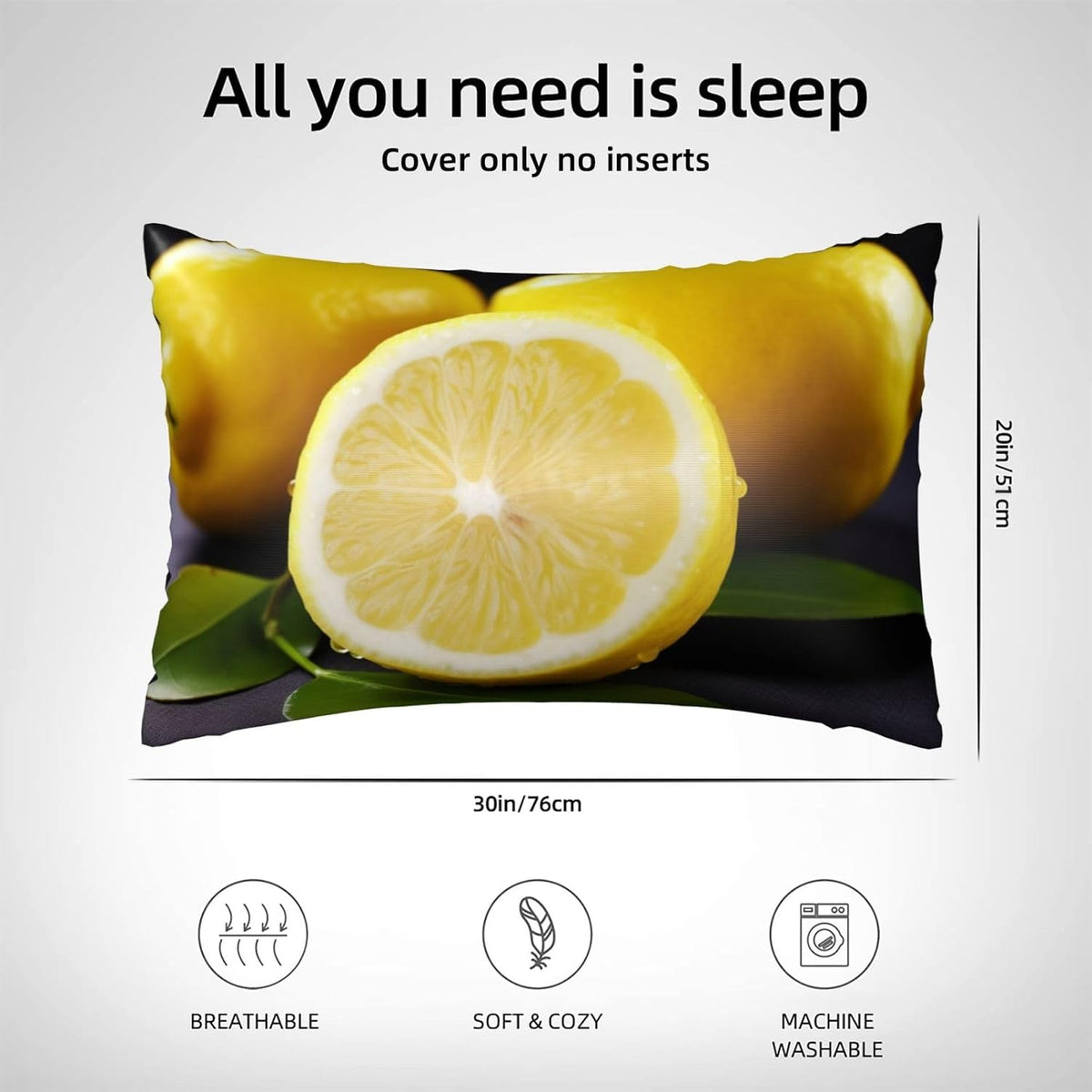 Satin Pillowcase for Hair and Skin Silk Pillow Cases Queen Size Satin Pillow Cover 20x30 Inches Yellow Lemon Pillowcases with Zipper Cooling Pillow Cases Gifts for Women Men